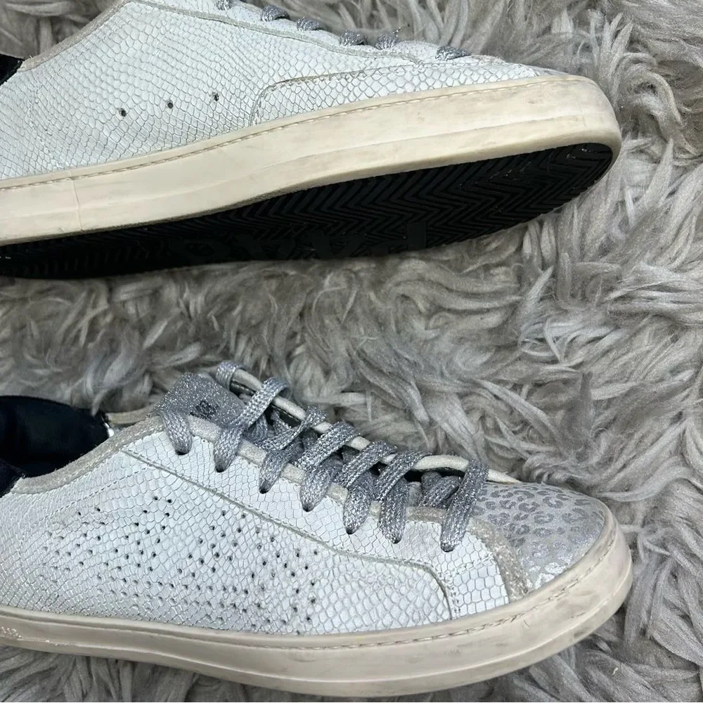 P448 John leopard print lace up distressed sneakers women’s shoe size 7